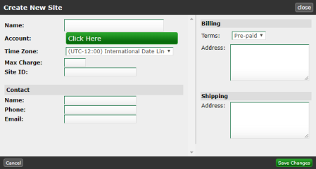 create new site form